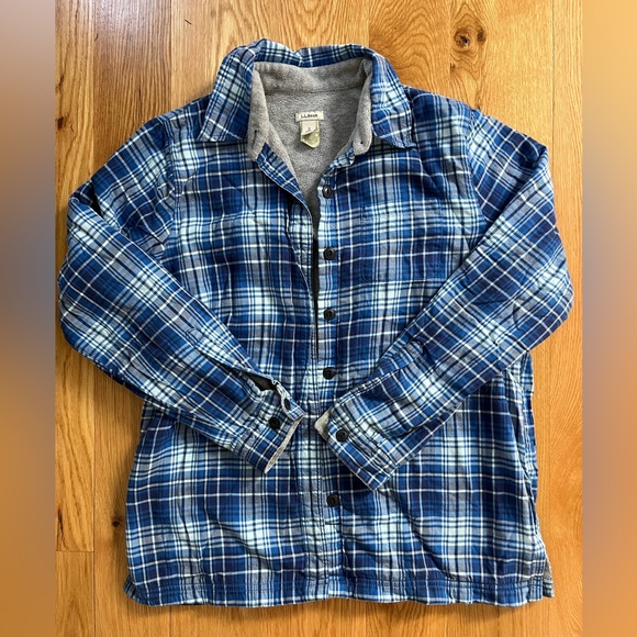 LLBean Fleece Lined Flannel Shirt - Picture 1 of 3